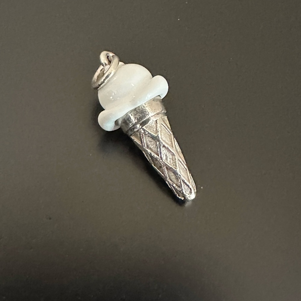 Tiffany & Co White Enamel Ice Cream Cone Charm